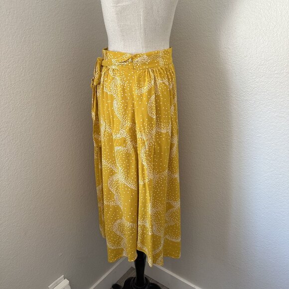 Anthropologie Maeve Staycation Midi Skirt A Line Yellow Print Sz S - Picture 4 of 9